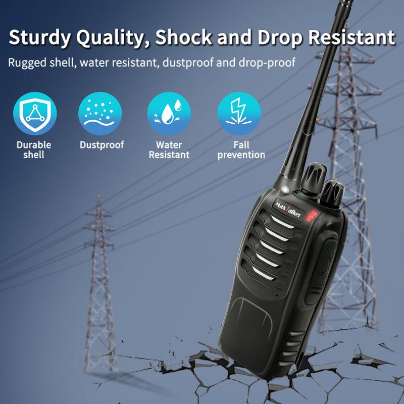 MaxTalker MT-8S Walkie Talkies Long Range Two Way Radios Rechargeable Walkie Talkies for adults, Walky Talky with Secret Service Earpiece, Construction Walkie Talkies 10 Pack for Business Education Audio