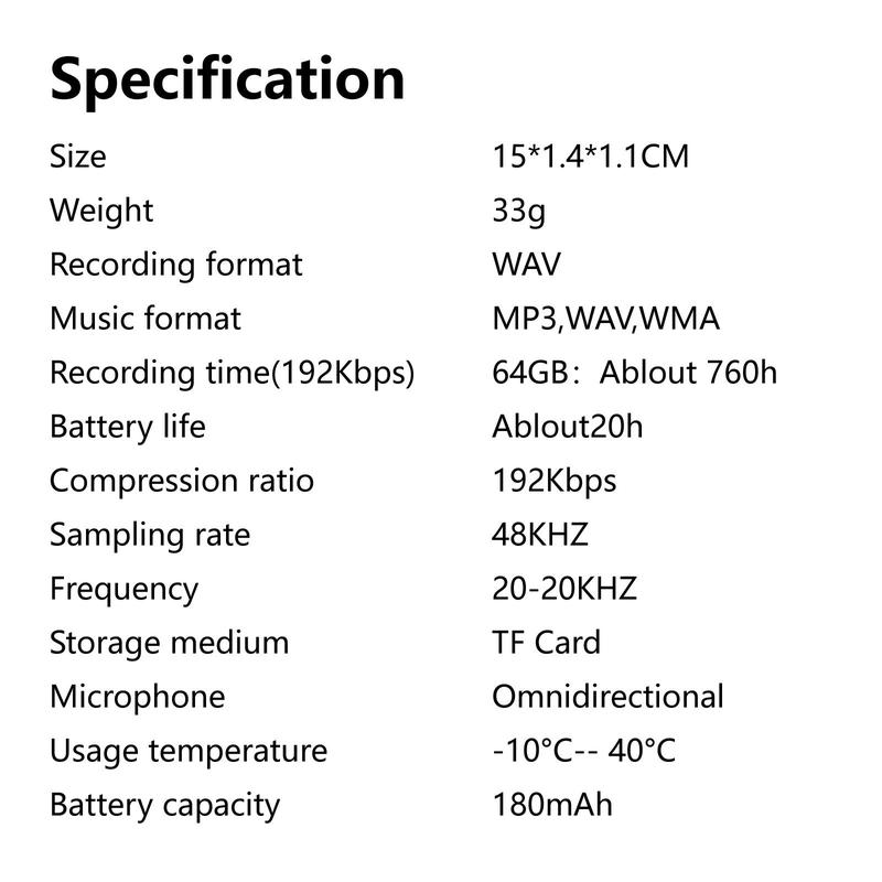 PAKIDA Portable Digital Voice Recorder, Rechargeable Mini Voice Recorder Device with 64GB Card, Noise Cancelling Recording Equipment for Lecture, Meeting, Course