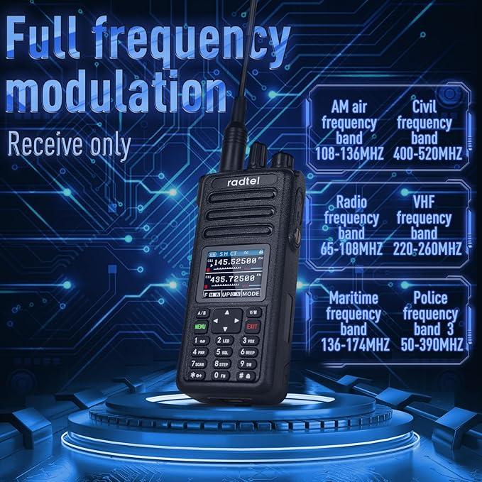 Radtel RT-730 10w Walkie Talkie Dual Band 199CH HT Rechargable Long Range Handheld Two Way Radio with USB-C Battery NOAA FM AM Charging