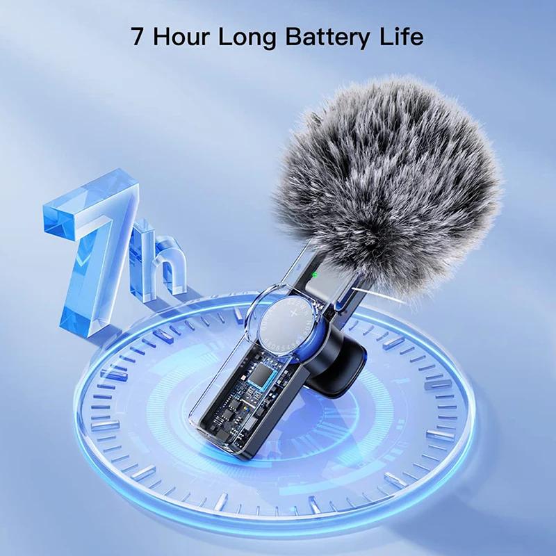 Wireless Lavalier Portable Microphone Noise Reduction Mini Microphone Audio Video Live Interview Recording For iPhone Mic