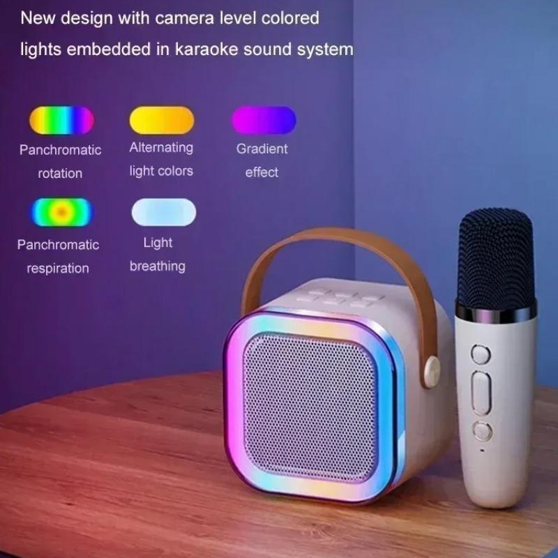 Portable Wireless Karaoke Machine, Rechargeable BT Speaker with Microphone, HiFi Stereo Sound RGB LED Lights Speaker for Smartphone Home Party Camping, Audio & Video Accessories, Karaoke Speaker