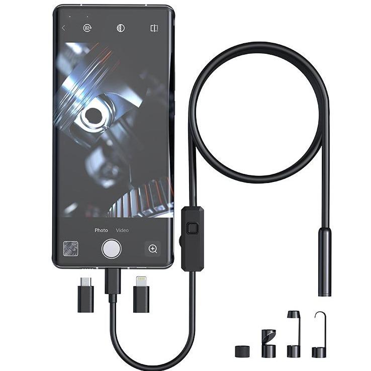 KAIWEETS Endoscope Borescope Camera with 8 Adjustable LED Lights, Car Inspection Camera, Multifunctional Inspection Tool for Car Repair, Home Appliance Inspection, Pipeline Maintenance for Android IOS Type-C, IP67 waterproof for for iPhone, iPad