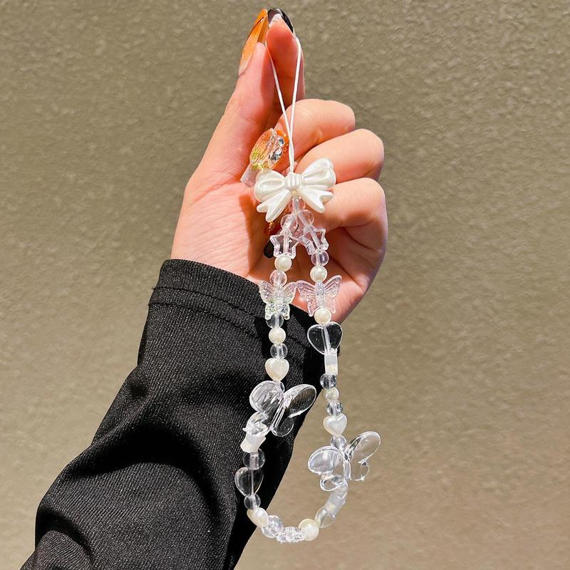 Cute Bowknot & Butterfly Decor Phone Strap, Decorative Phone Hanging Chain for Women & Girls, Phone Case Decoration, Mobile Phone Decoration Accessories for Phone Key Earphone