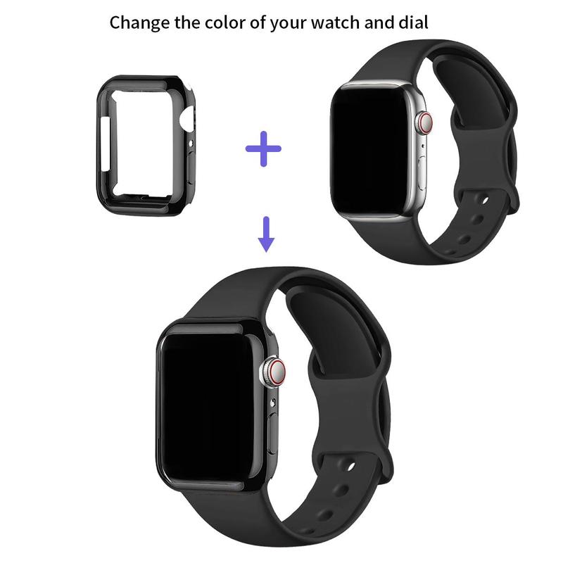 Silicone Watch Band (Watch Not Included), 1 Count Fashionable Watch Band with TPU Protective Case for Men & Women, Wearable Accessories for Apple Watch Series