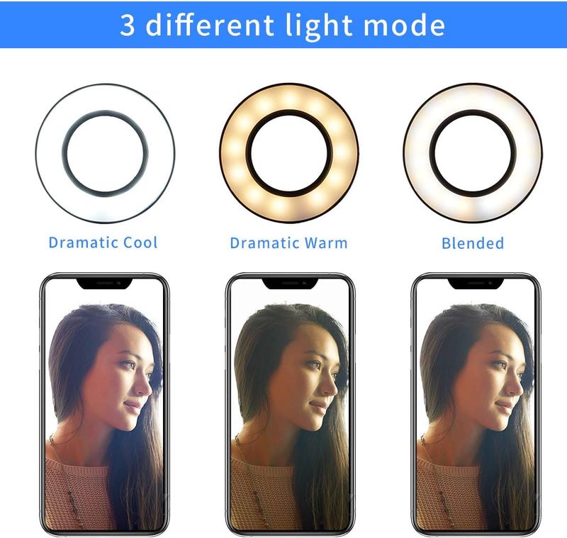 Selfie Ring Light with Cell Phone Holder Stand for Live Stream Makeup, LED Camera Lighting  with Flexible Arms Compatible