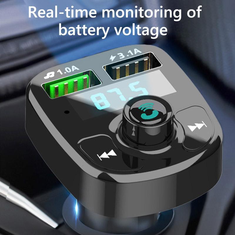 Car Wireless Bluetooth-compatible FM Transmitter MP3 Player, USB Car Charger Adapter, Hands-Free Calling, Support U Disk TF Card Playback