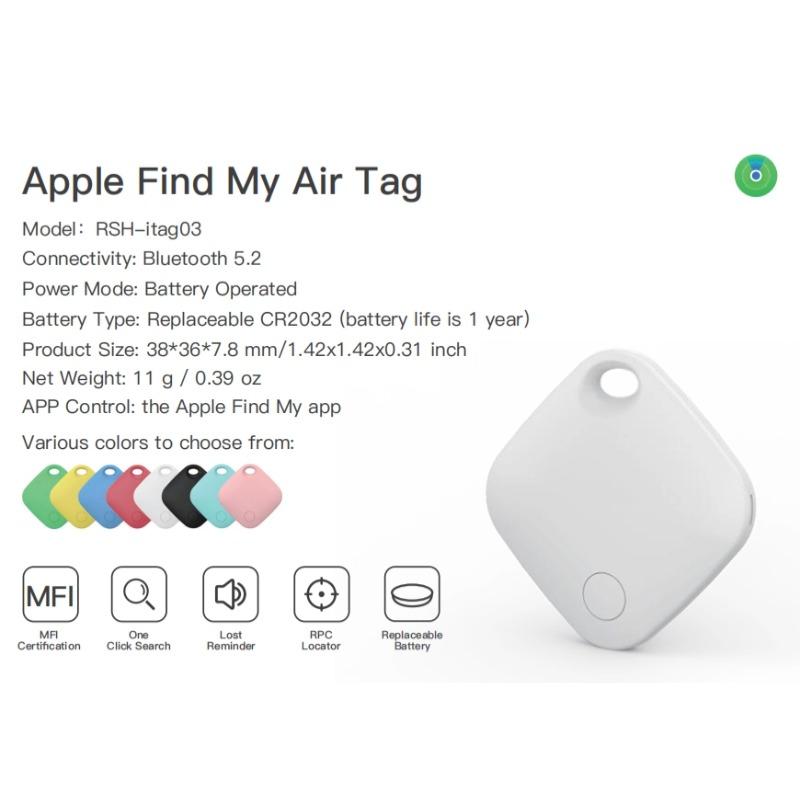 RSH Locator, wireless charging smart location card, compatible with Apple Find My (iOS only), wallet tracker, key finder, phone finder,Smart Tag，backpack, suitcase, pet, IP67 waterproof, ultra-thin 0.09in.