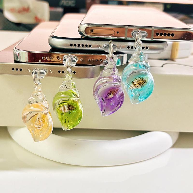 Luminous Shell Design Phone Dust Plug, 1 Count Phone Charm for Women & Girls, Fashion Mobile Phone Accessories for iPhone & Samsung