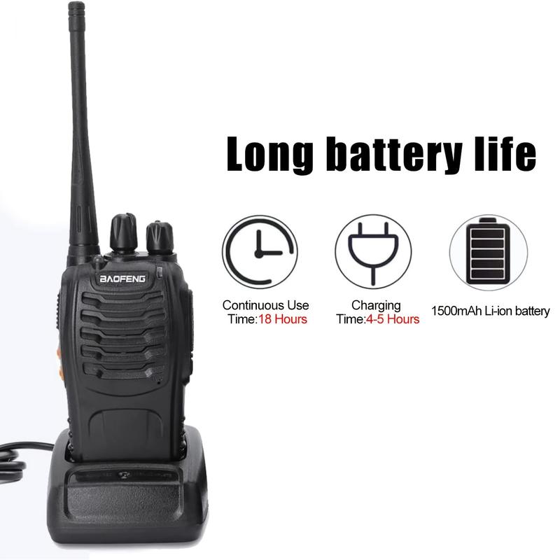 400-470MHz Uhf Walkie Talkie,2 Count Portable Multipurpose Rechargeable Walkie Talkie, BF-888s Two Way Radio for Home Office Outdoor Audio Waterproof