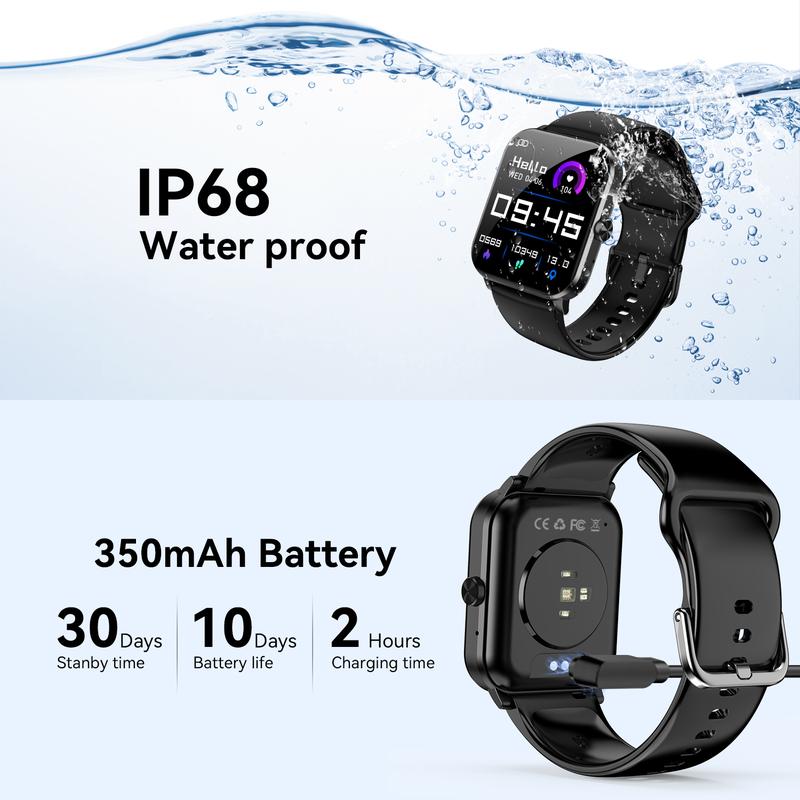 QONBINK Smart Watch,Devices with Call Function, Wearable Waterproof Tracker fitness sport Smartwatch with Bluetooth Charging  Smartphone