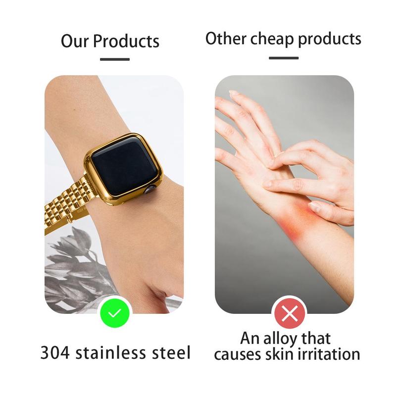 Fall Stainless Steel Watch Band Compatible with Apple Watch (Band Only), Business Watch Bands for Women, Fashion Wearable Accessories Compatible with iWatch Series