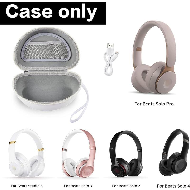 Travel Hard Carrying Case Compatible With Beats Solo 4  for Beats Studio Pro for Beats Solo3  for Beats Studio3  for Beats Solo2  Solo Pro Bluetooth On-Ear Headphones - White