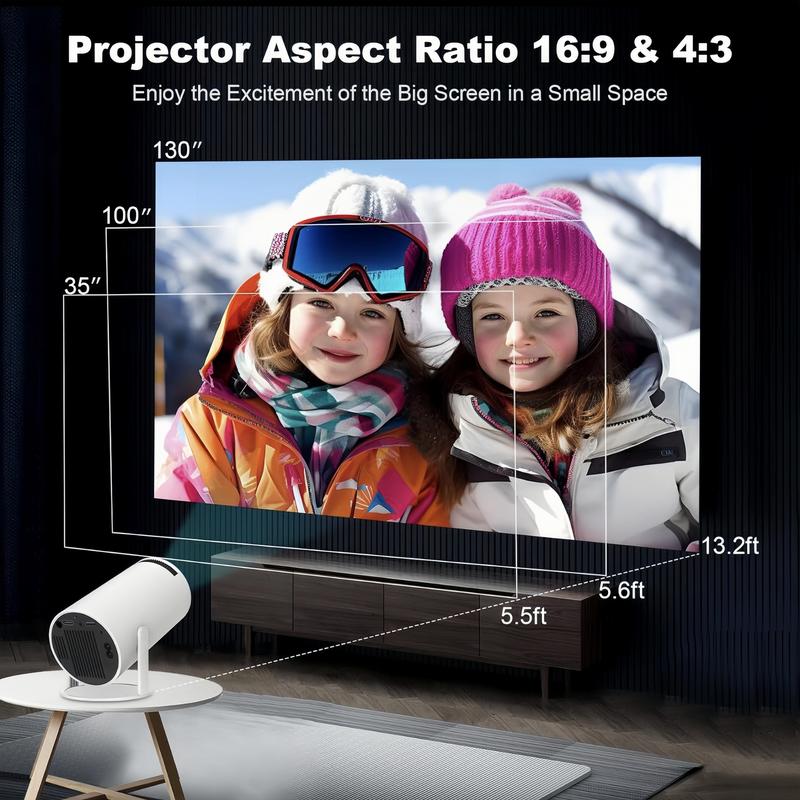 Portable Outdoor Projector,4K HD Projector with WiFi6 BT 5.0 Android TV 11.0, Auto Keystone Correction Video Projector, 180°Rotatable Stand for Home & Outdoor Use Campatible