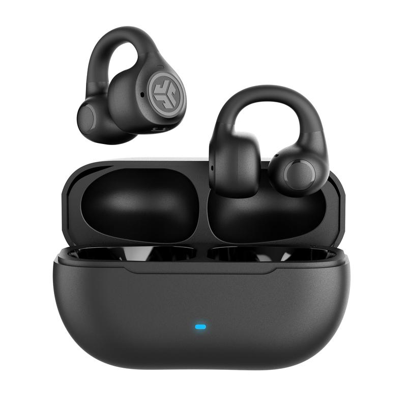 JLab Flex Open Earbuds, Open Ear Clip-On Fit, 21+ Hours Playtime, IPX4 Water Proof, Bluetooth Multipoint, Noise-Canceling Mics, Google Fast Pair, Android iOS, Lightweight, 2 Year Warranty