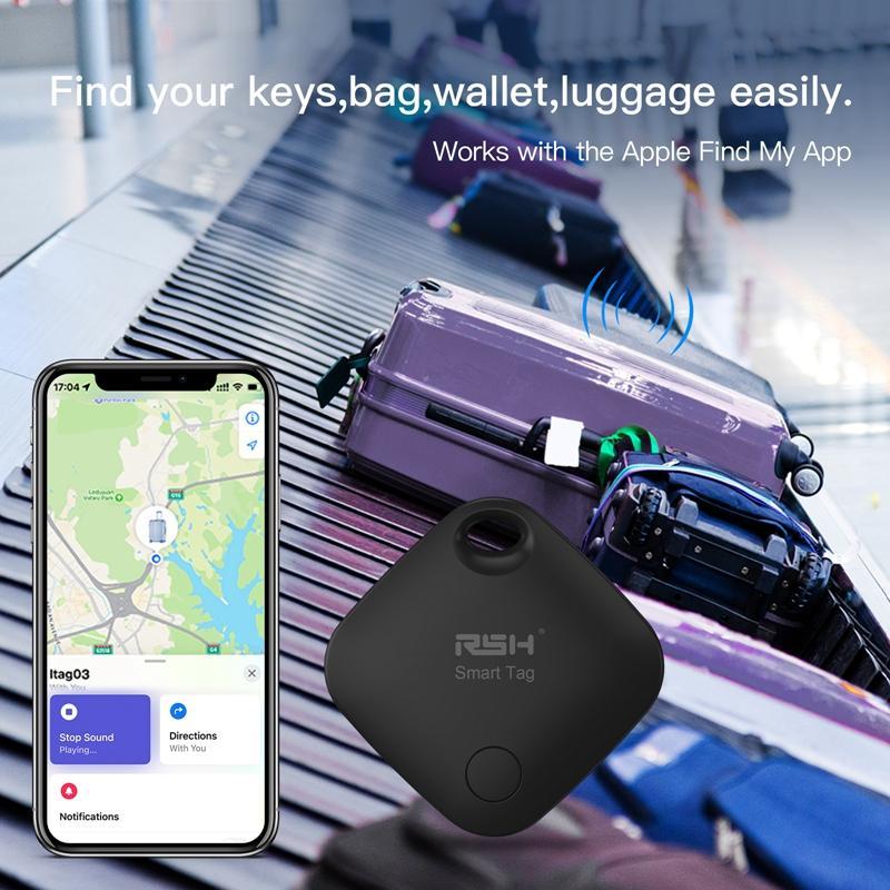 RSH Smart GPS Tracker, 4 Counts Anti-lost Wireless Positioning Tracker & 4 Silicone Cases & 4 Lanyard, Alarm Binding Pack for Key, Luggage, Car, Wallet