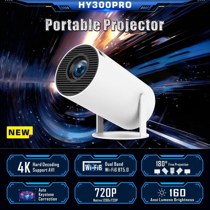 KURY Portable Projector With Android 11, 4K HD Resolution, 5G WiFi6, Auto Horizontal Correction, 180°Rotatable Outdoor Projector