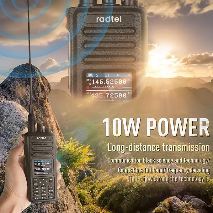 Radtel RT-730 10w Walkie Talkie Dual Band 199CH HT Rechargable Long Range Handheld Two Way Radio with USB-C Battery NOAA FM AM Charging