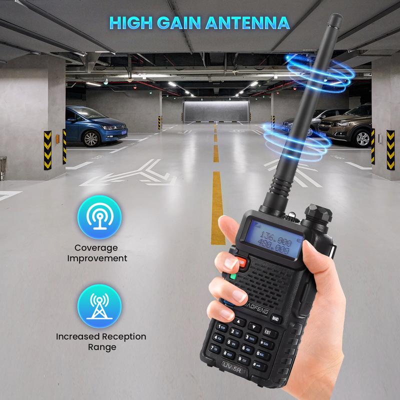 BAOFENG UV-5R Ham Radio Long Range UV5R Two Way Radio Dual Band 144-148 420-450Mhz Walkie Talkie Handheld Rechargeable High Power 1800mAh Li-ion Battery and Earpiece for Hunting Survival Gear, Audio & Video Product(Black, Full Kits)