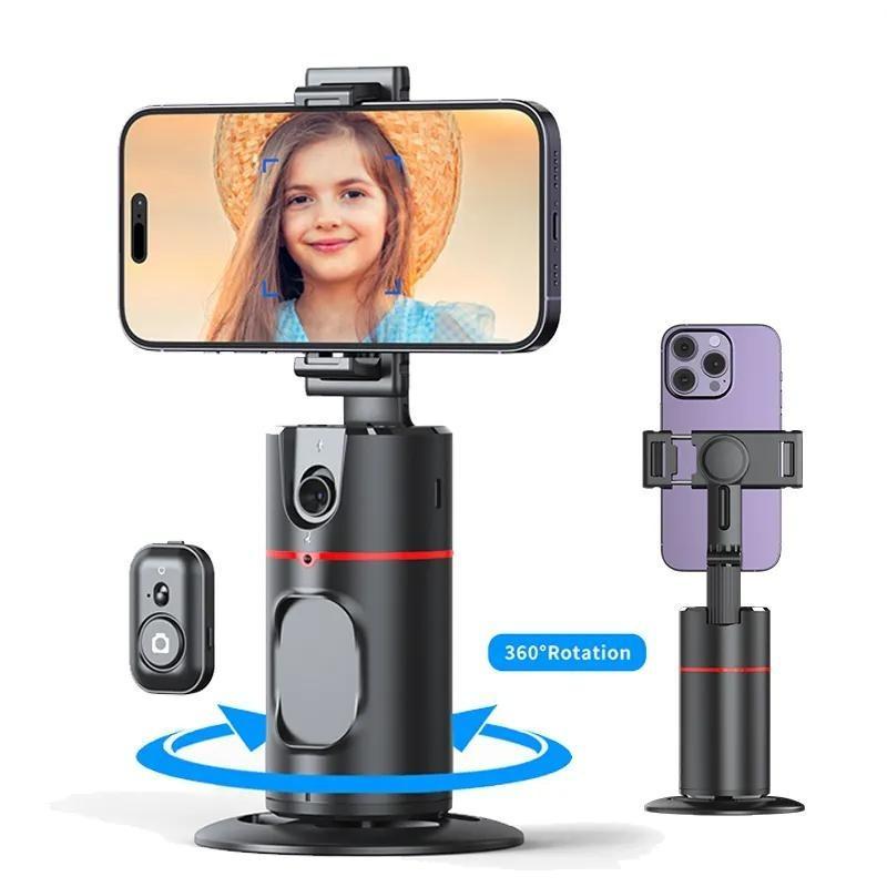 New Collapsible Auto Face Tracking , No App Required,360° Rotation Face Body Phone Camera Mount Smart Shooting Phone Tracking Holder for Live Vlog Streaming Video,Rechargeable Battery Accessories Selfie Gift Smartphone Cellphone facetracking tripod