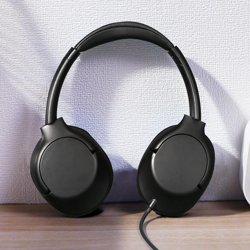 Over Ear Wired Headphones with Volume Control, Microphone, Adjustable Headband and 3.5mm Audio jack for School Home Work Computer Chromebook (Black)