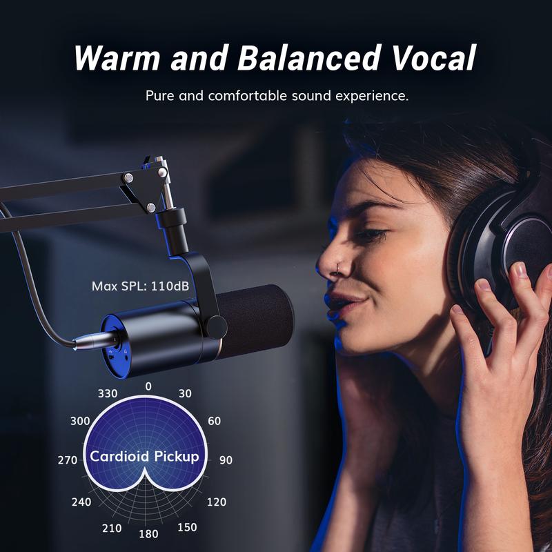 TONOR TD510 Dynamic Microphone, USB XLR PC Microphone for Podcast, Recording, Live Streaming & Gaming, XLR Cardioid Studio Mic Music Voice-Over with Quick Mute, Headphone Output