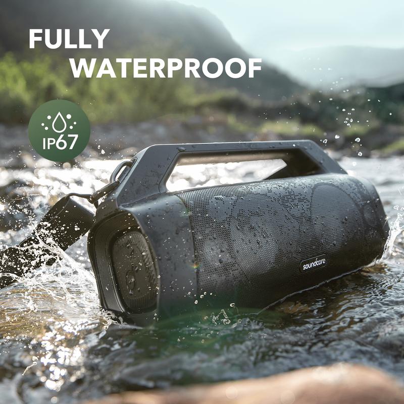 Anker Soundcore Motion Boom Plus Outdoor Speaker with 80W Booming Sound, 20H Playtime, IP67 Waterproof and Dustproof, Type-C, Custom EQ, Bluetooth 5.3, Portable Bluetooth Speaker For Outdoors, Camping