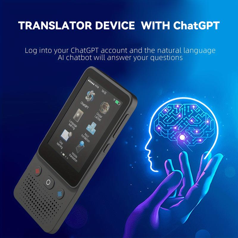 Language translation device - bidirectional real-time, 138 languages, accurate offline recording, high-definition touch screen, photo AI translation device, suitable for travel, business and learning