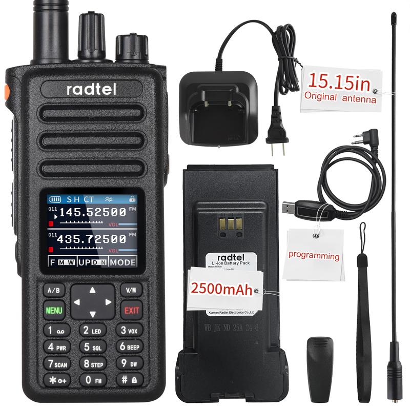 Radtel RT-730 10w Walkie Talkie Dual Band 199CH HT Rechargable Long Range Handheld Two Way Radio with USB-C Battery NOAA FM AM Charging