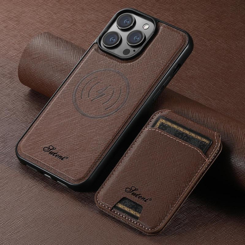 2-in-1 Compatible Magnetic Wireless Charging Phone Case for Fall Gift, National Day Offers, PU Leather Cellphone Cases with Card Holder, Smartphone Cover for iPhone 16 Series 15 Pro Max 14 Plus 13 12