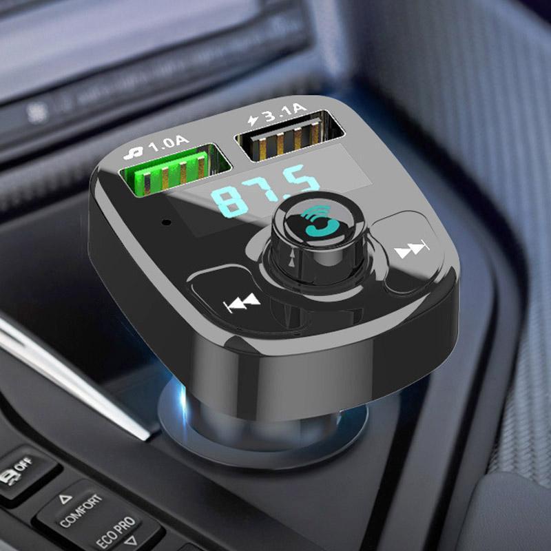 Car Wireless Bluetooth-compatible FM Transmitter MP3 Player, USB Car Charger Adapter, Hands-Free Calling, Support U Disk TF Card Playback