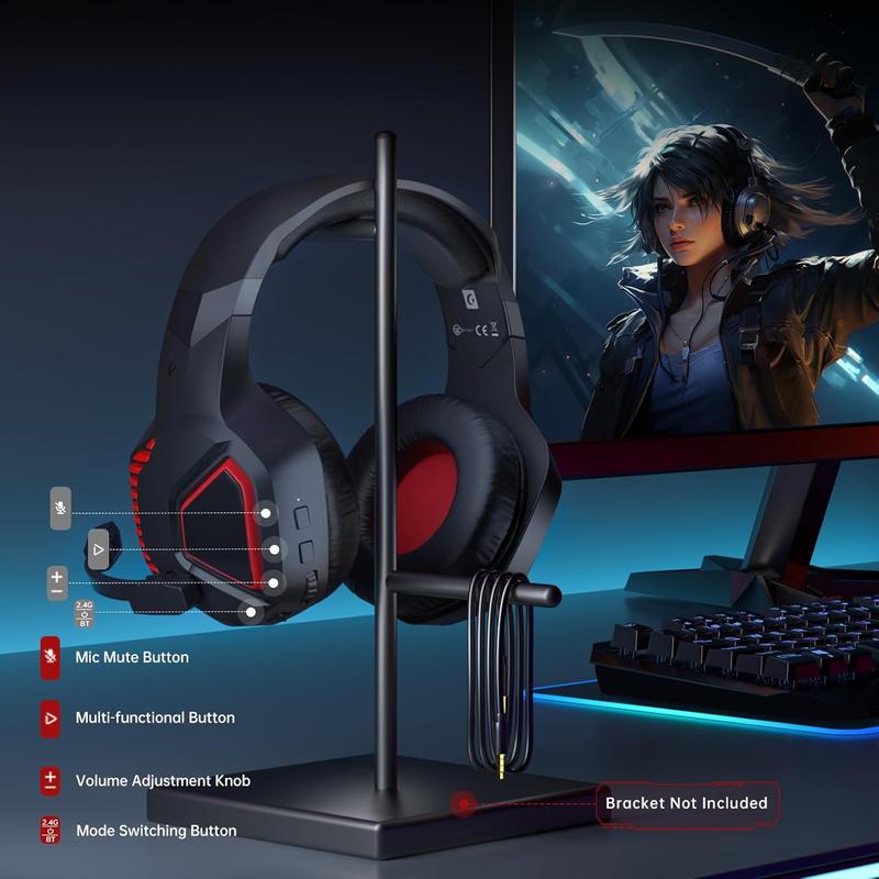 2024 New Wireless Gaming Headset,Headphone for PS5 Xbox PC Switch Nintendo,2.4GHz Low Latency,Professional PS5 Bluetooth Headset,Noise Cancelling Wired Headset,Xbox Only Supports Wired Connection