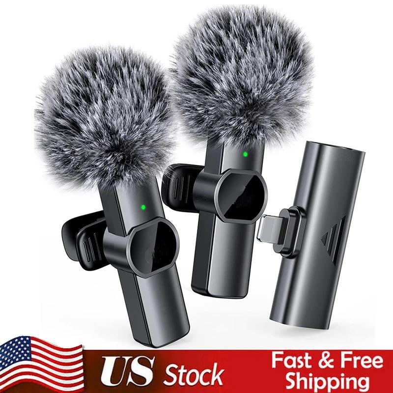 Wireless Lavalier Portable Microphone Noise Reduction Mini Microphone Audio Video Live Interview Recording For iPhone Mic