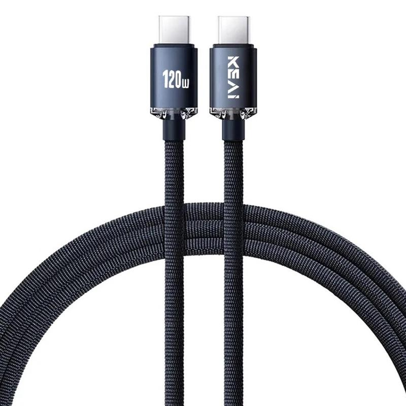 120W 6A Type-C to Type-C Fast Charging Data Cable, 1 Count Nylon Braided PD Cable, Phone Data Cable Compatible with Smartphone