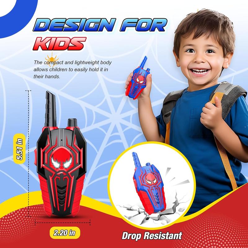 Spider Walkie Talkies for Kids: Toys Gifts for 3 4 5 6 7 8 9 Year Old Boys Girls Ages 5-7 Kids Walkie Talkies Outdoor Hiking 2 Way Radio Toy for 3-12 Year Old Boy Girl Halloween Birthday Gift Age 3-6