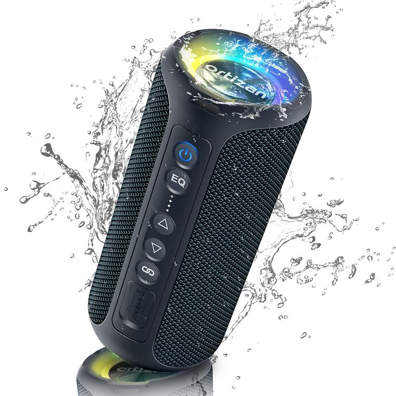 40W Loud Stereo Portable Speaker, Summer Multipurpose IPX7 Waterproof Shower Speakers With Deep Bass LED Light, True Wireless Stereo Speaker For Indoor & Outdoor, Smartphone Audio Device