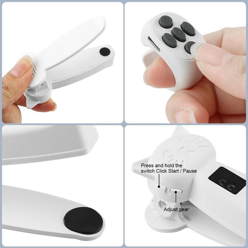 Fingertip Page Turner, Wireless Bluetooth Remote, Remote App, Rechargeable Fingertip Camera Remote Scroll Ring for iOS Android Ipad with Connection Cable, White Accessories Phone