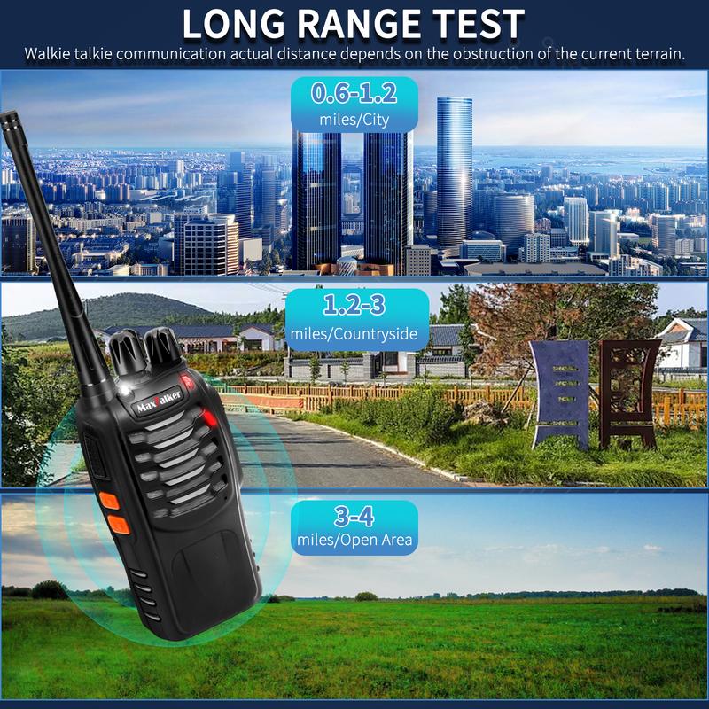 MaxTalker MT-8S Walkie Talkies Long Range Two Way Radios Rechargeable Walkie Talkies for adults, Walky Talky with Secret Service Earpiece, Construction Walkie Talkies 10 Pack for Business Education Audio