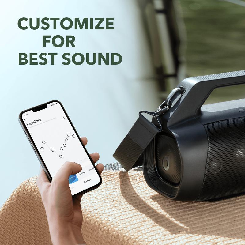 Anker Soundcore Motion Boom Plus Outdoor Speaker with 80W Booming Sound, 20H Playtime, IP67 Waterproof and Dustproof, Type-C, Custom EQ, Bluetooth 5.3, Portable Bluetooth Speaker For Outdoors, Camping