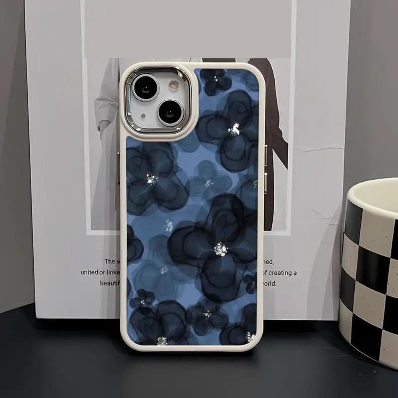 Fall Fashion Flower Pattern Phone Case, 1 Count Decorative Phone Protective Cover, Phone Accessory, Phone Cases Compatible With iPhone X 11 12 13 14 15 Plus 15 Pro Max