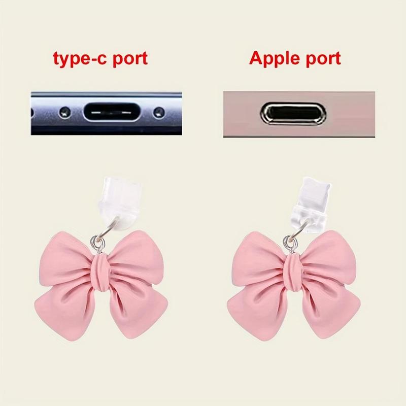 Cute Bowknot Design Phone Dust Plug, 1 Count Creative Design Phone Charging Port Cover, Phone Accessories Compatible with iPhone & Android