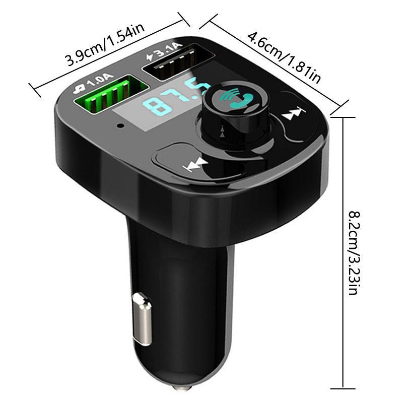 Car Wireless Bluetooth-compatible FM Transmitter MP3 Player, USB Car Charger Adapter, Hands-Free Calling, Support U Disk TF Card Playback