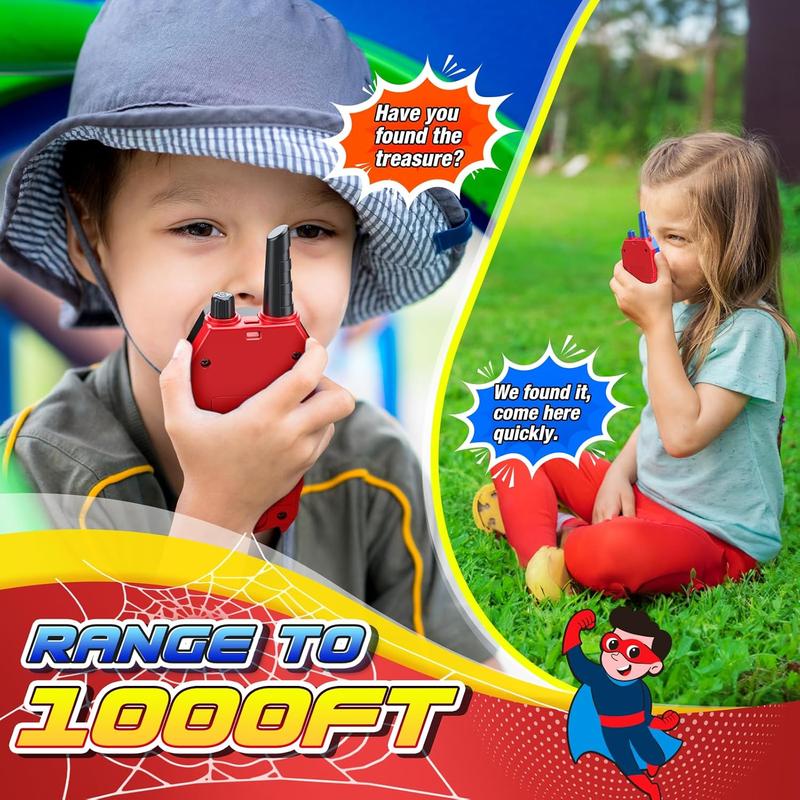 Spider Walkie Talkies for Kids: Toys Gifts for 3 4 5 6 7 8 9 Year Old Boys Girls Ages 5-7 Kids Walkie Talkies Outdoor Hiking 2 Way Radio Toy for 3-12 Year Old Boy Girl Halloween Birthday Gift Age 3-6