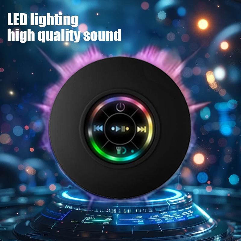 Bluetooth Shower Speakers, Mini Portable Wireless Speaker with Suction Cup, Waterproof Speaker with LED Light for Beach,Christmas ,Shower & Home