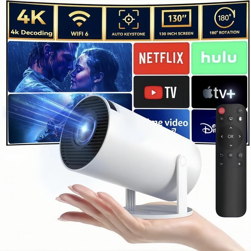 [Black Friday]Portable Projector，4K 1080P support  Projector，WiFi 6  Bluetooth 5.2 Android 11.0,Smart Projector Auto Level Correction ,180° Rotatable, Home Video Projector，Audio,Christmas, New Year