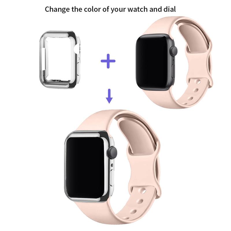 Silicone Watch Band (Watch Not Included), 1 Count Fashionable Watch Band with TPU Protective Case for Men & Women, Wearable Accessories for Apple Watch Series