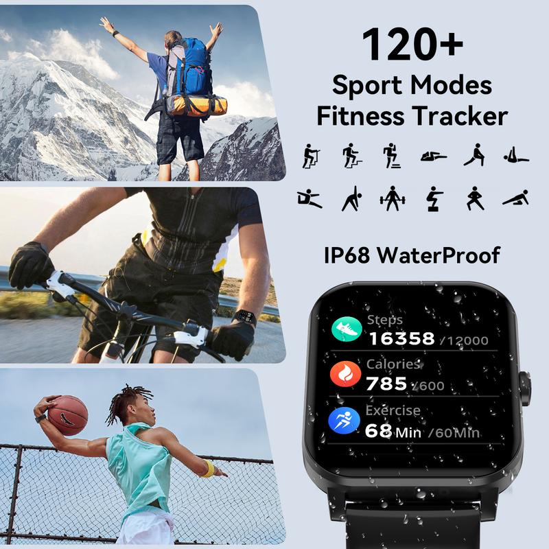 QONBINK Smart Watch,Devices with Call Function, Wearable Waterproof Tracker fitness sport Smartwatch with Bluetooth Charging  Smartphone