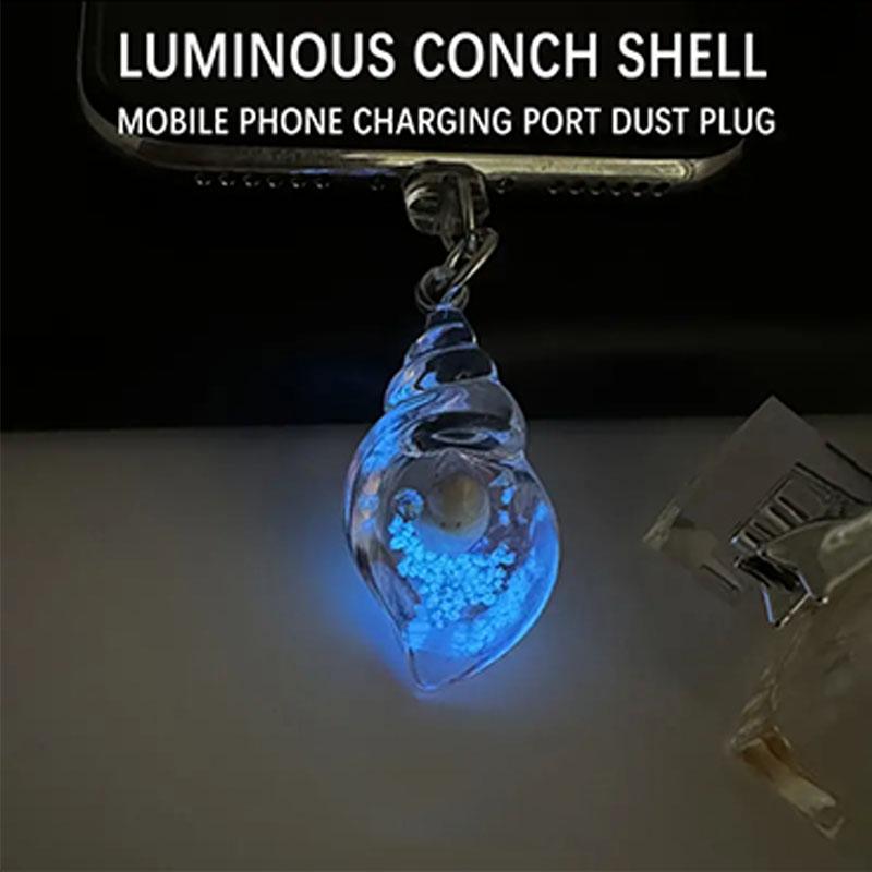 Luminous Shell Design Phone Dust Plug, 1 Count Phone Charm for Women & Girls, Fashion Mobile Phone Accessories for iPhone & Samsung