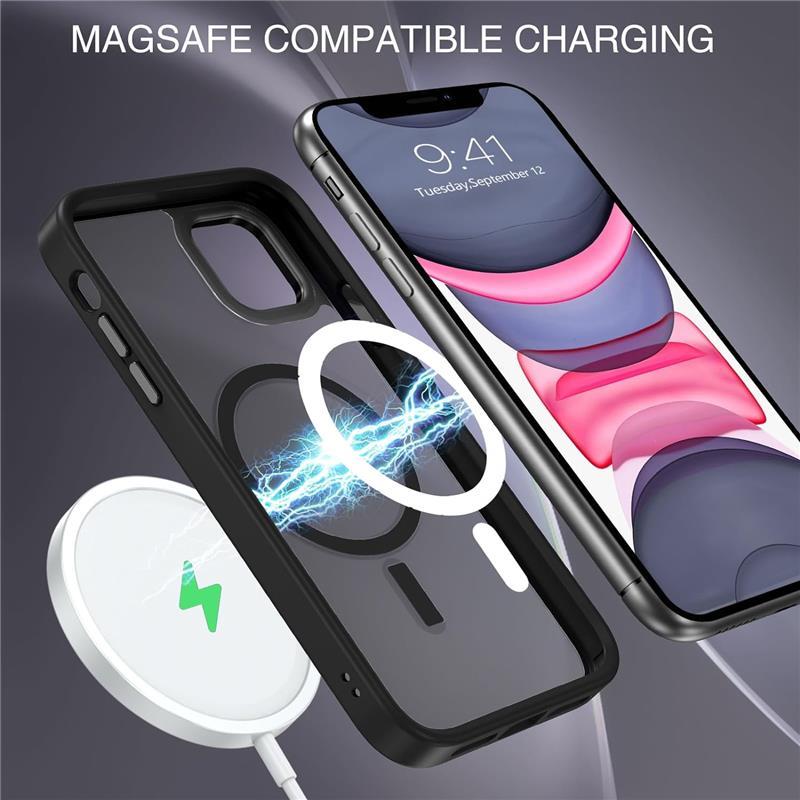 iPhone 11 Phone Case, Phone case iPhone 11 Magnetic Case [Compatible with MagSafe] Translucent Matte Slim Shockproof Anti-Fingerprint Anti-Scratch Protective Cover for iPhone 11 6.1’’ Black Accessories Handheld Protection Protector