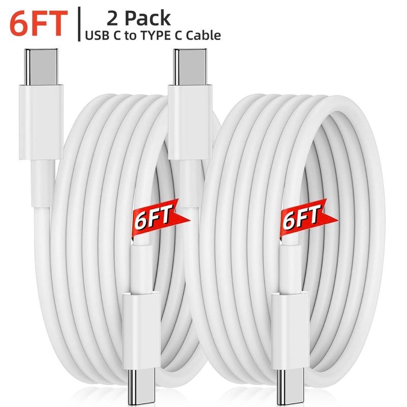 6FT USB C to USB C Charging Cable Kit, 60W Type C Charging Data Cable, Universal USB Fast Charging Cable Compatible with iPhone iPad Series