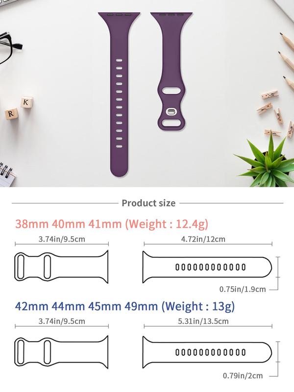 Solid Color Silicone Watch Band, Thin Soft Replacement Strap Wristband for Iwatch Series 9 8 7 se 6 5 4 3 2 1 se ultra 2, Watch Accessories, Apple Watch Band for Women & Men 38mm 40mm 41mm   42mm 44mm 45mm 49mm